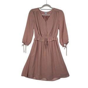 H&M Flowy Ruffles Dress Size 2 V-neck Button front